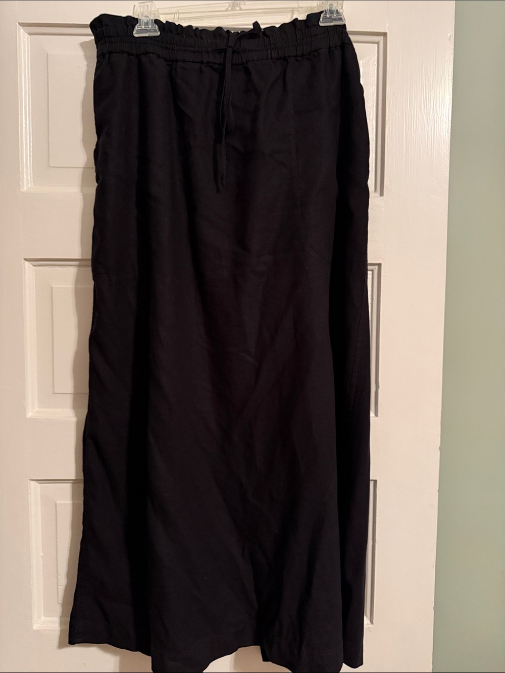Treasure & Bond Black Linen Blend Elastic-Waist Maxi Skirt - Classic - Size L
